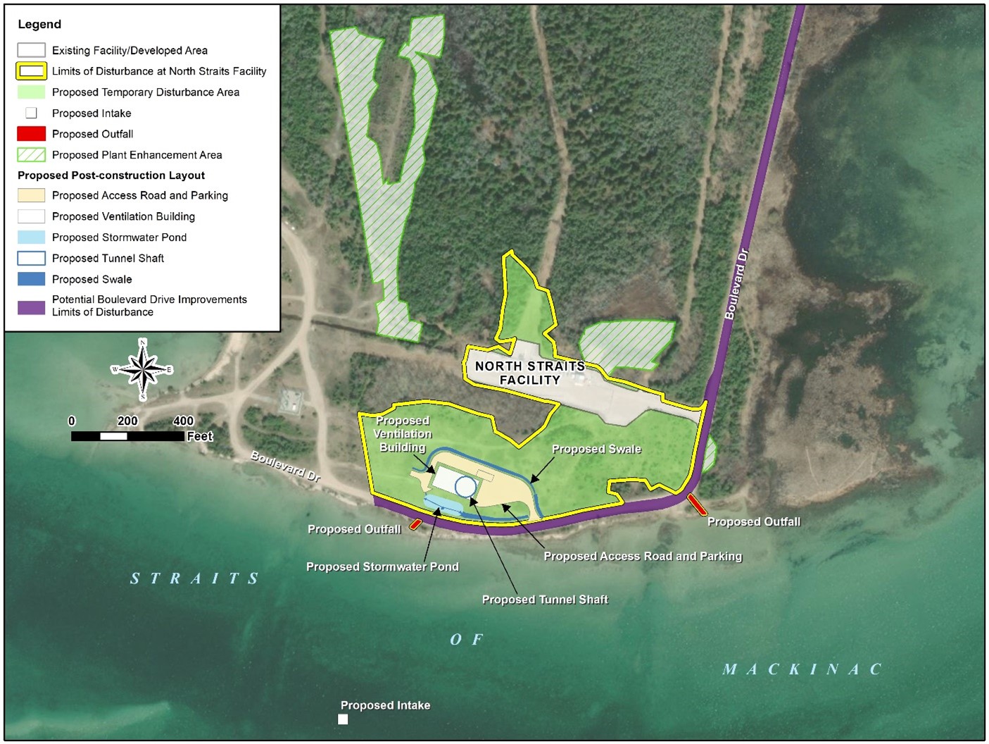 North Straits Facility (North Site) Disturbance Area and Post-construction Layout